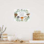 Poster Sweet Woodland Forest Greenery Wreath Baby Welcome (Cuisine)