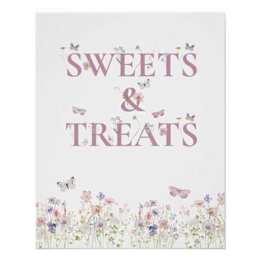 Poster Sweets and Traitements Favors Butterfly Floral Gar (Devant)