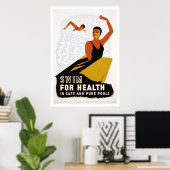 Poster Swim For Health 1940 WPA (Bureau à domicile)