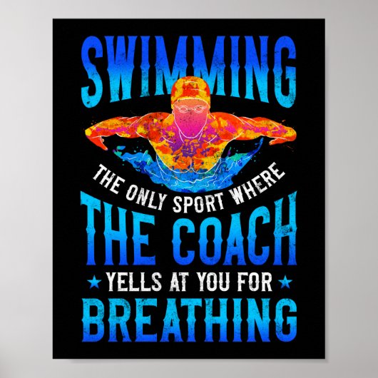 Poster Swimmer Swim Respiration Papillon nage Coach (Devant)