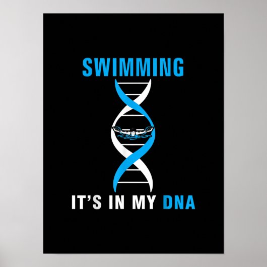 Poster Swimming Its In My DNA Funny Swimer Cool Love (Devant)