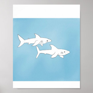 Poster Swimming Sharks