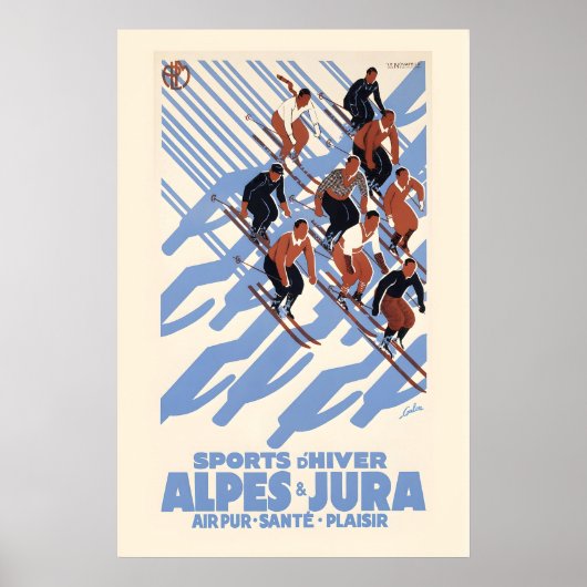 Poster Swiss Alpes and Jura Mountains Winter Ski Sports (Devant)