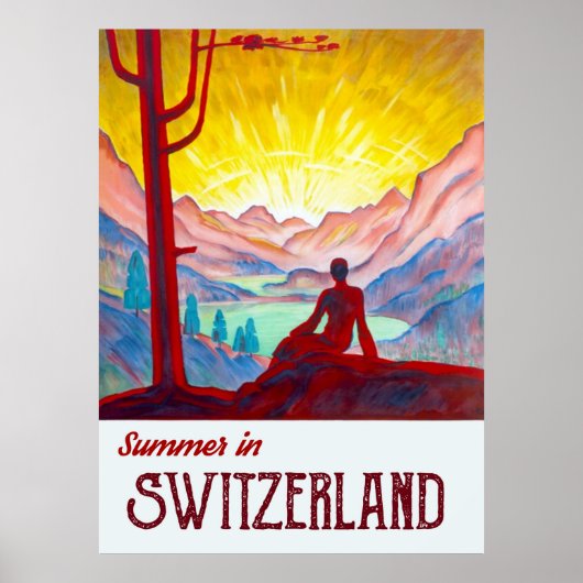 Poster Switzerland, Sunrise Over the Mountains (Devant)