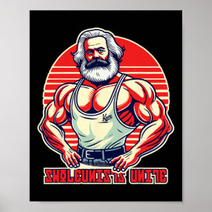 Poster Swoleunists Unite Funny Communist Gym Bodybuilder