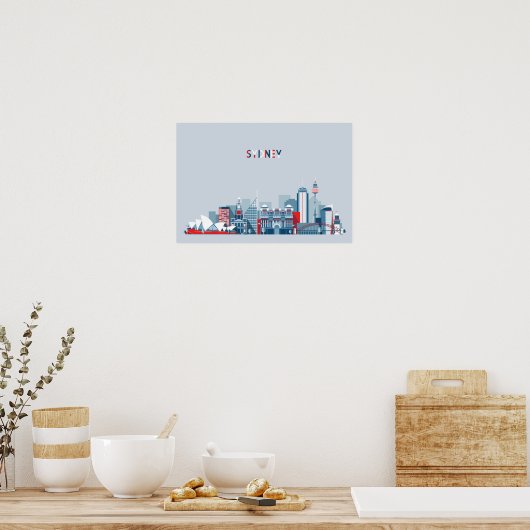 Poster Sydney Australia City Skyline (Cuisine)