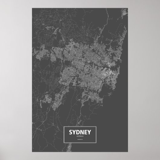 Poster Sydney, Australie (blanc sur noir) (Devant)