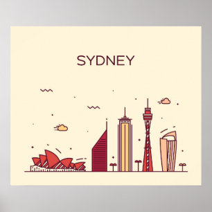 Poster Sydney, Australie   Doodle Skyline