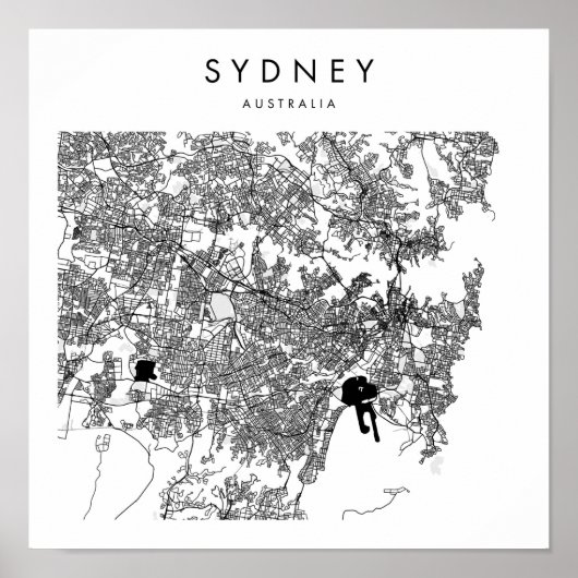 Poster Sydney Australie Miniature moderne Carte des rues (Devant)