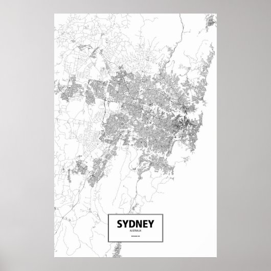 Poster Sydney, Australie (noir sur blanc) (Devant)