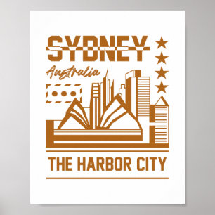 Poster Sydney Australie Ville Portuaire Skyline Moderne D