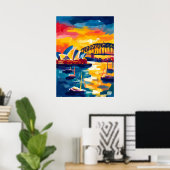 Poster Sydney Fauvist Cityscape – Opera House Harbour (Bureau à domicile)