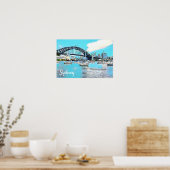Poster Sydney Harbour Bridge bleu ciel avec yachts (Cuisine)