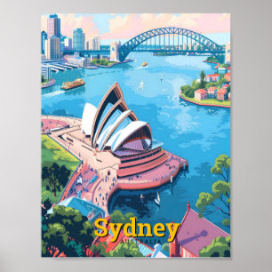 Poster Sydney Opera Australie Vintage voyage d'art