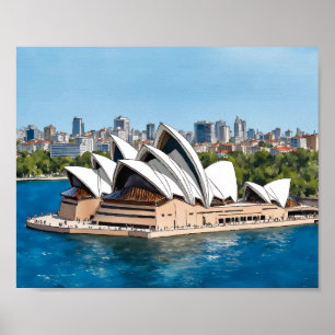 Poster Sydney Opera House Australie Aquarelle