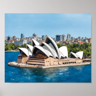 Poster Sydney Opera House Australie Aquarelle