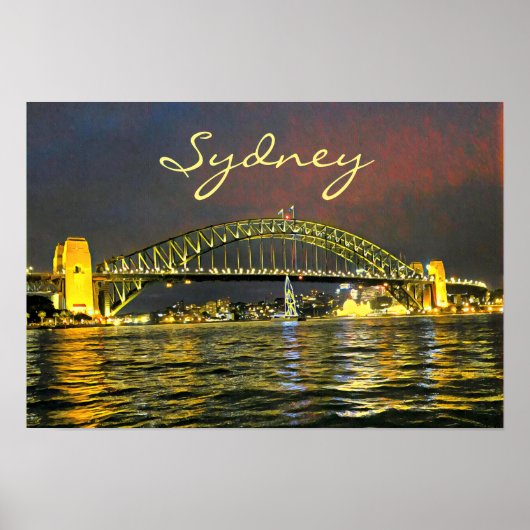 Poster Sydney par nuit Harbour Bridge Australie voyage (Devant)