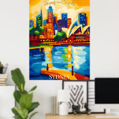 Poster Sydney Skyline avec Opéra Abstrait Fauviste (Bureau à domicile)