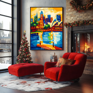 Poster Sydney Skyline avec Opéra Abstrait Fauviste