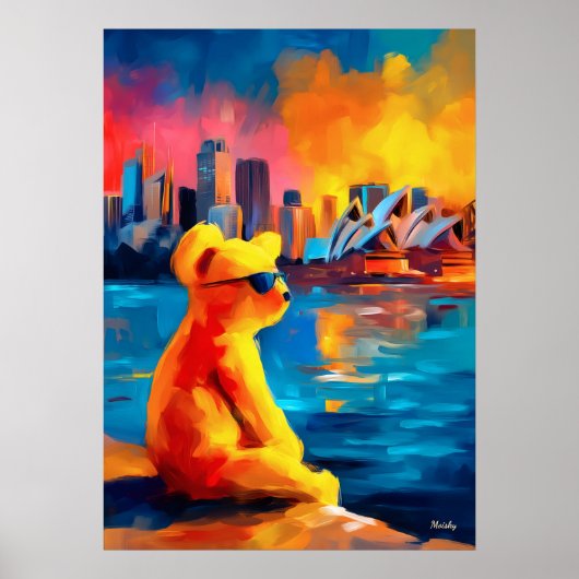 Poster Sydney Teddy Golden Harbor Skyline Print (Devant)