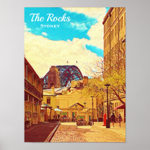 Poster Sydney The Rocks with harbour Bridge travel