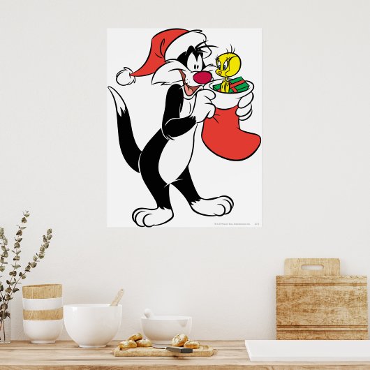 Poster Sylvester Chat avec Stocking (Cuisine)