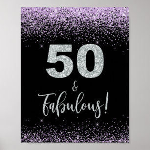 Poster Symbole 50 & Fabuleux Confetti violet et argent