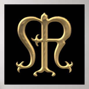 Poster Symbole "à trois dimensions" d'or de Vierge Marie