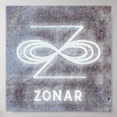 Poster Symbole Abstrait Zonar blanc brillant Karuna Reiki (Devant)