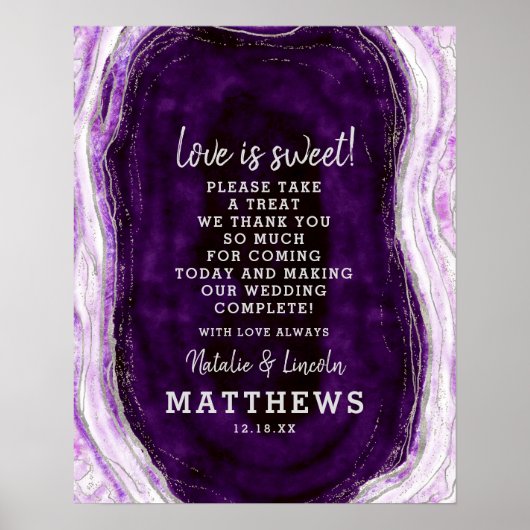 Poster Symbole Amethyst Purple Geode Love is Sweet Mariag (Devant)
