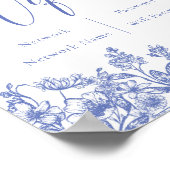 Poster SYMBOLE AQUATIQUE Fleurs Bleues Botaniques Florale (Coin)