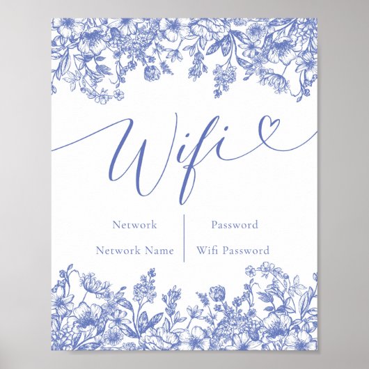 Poster SYMBOLE AQUATIQUE Fleurs Bleues Botaniques Florale (Devant)