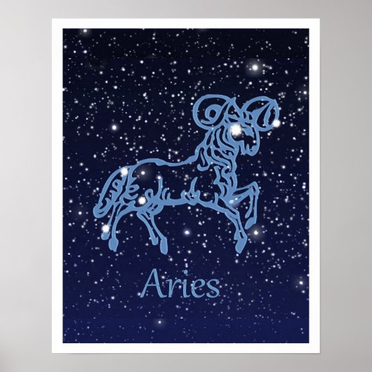 Poster Symbole Aries Constellation et Zodiac avec étoiles (Devant)