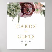 Poster SYMBOLE AVA Boho Bourgogne Succulent Cartes & Cade (Devant)