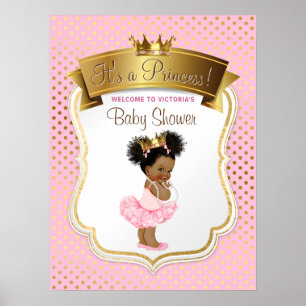 Poster SYMBOLE Baby shower Afro-Américain Princesse