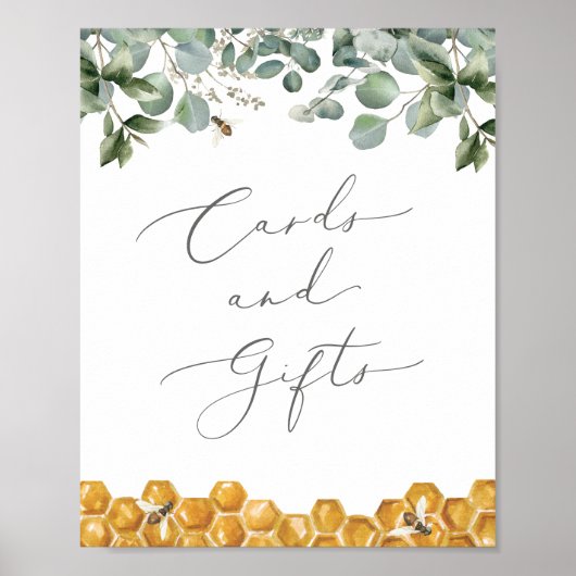 Poster Symbole Baby shower Bee Greenery Cartes et cadeaux (Devant)