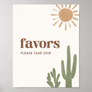 Poster Symbole Baby shower Boho Cactus Faveurs