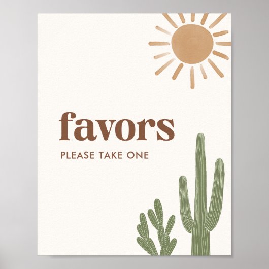 Poster Symbole Baby shower Boho Cactus Faveurs (Devant)
