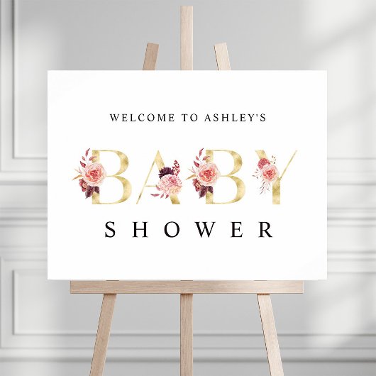 Poster SYMBOLE Baby shower D'Aquarelle Florale