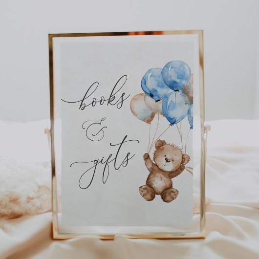 Poster Symbole Baby shower de l'ours bleu Teddy