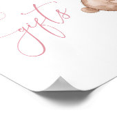 Poster Symbole Baby shower de l'ours en peluche rose (Coin)