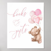 Poster Symbole Baby shower de l'ours en peluche rose (Devant)