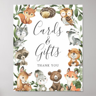 Poster Symbole Baby shower des cartes et cadeaux pour ani