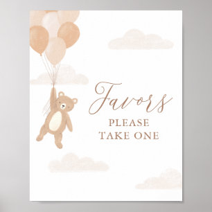 Poster Symbole Baby shower des Faveurs de l'ours en peluc