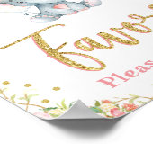 Poster Symbole Baby shower éléphant Faveur rose Roses Fil (Coin)