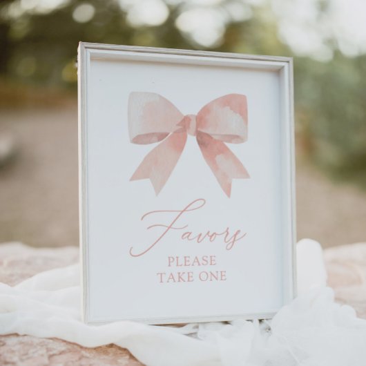 Poster Symbole Baby shower Fille Bow Rose