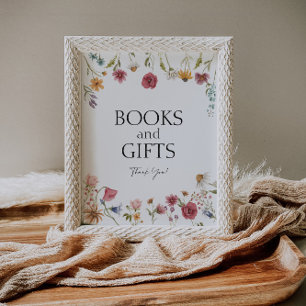 Poster Symbole Baby shower Floral Livres Et Cadeaux