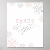 Poster Symbole Baby shower Pink Snowflake Cartes et cadea (Devant)