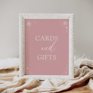 Poster Symbole Baby shower Pink Snowflake Cartes et cadea