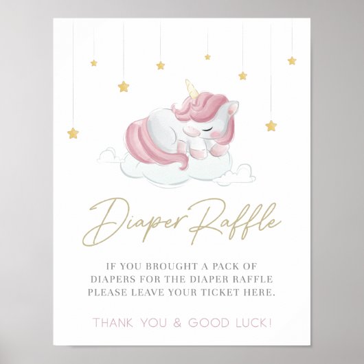 Poster SYMBOLE Baby shower Unicorne Rose (Devant)